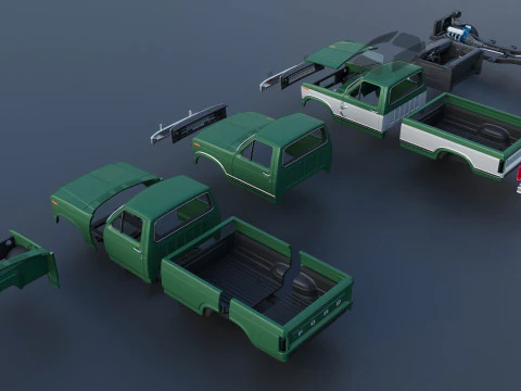 Pickup Truck F-150 Long Bed 1980 3D Print Model