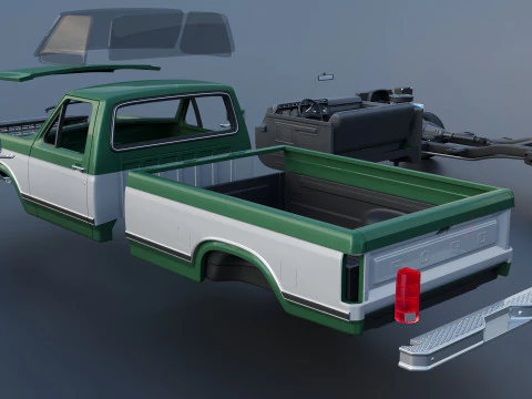 Pickup Truck F-150 Long Bed 1980 3D Print Model