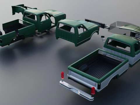 Pickup Truck F-150 Long Bed 1980 3D Print Model