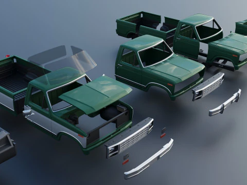 Pickup Truck F-150 Long Bed 1980 3D Print Model