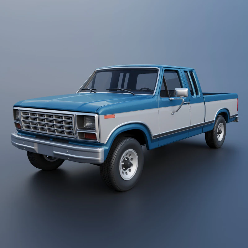 Pickup Truck F-150 SuperCab 1981 3D Print Model .c4d .max .obj .3ds .fbx .stl .blend