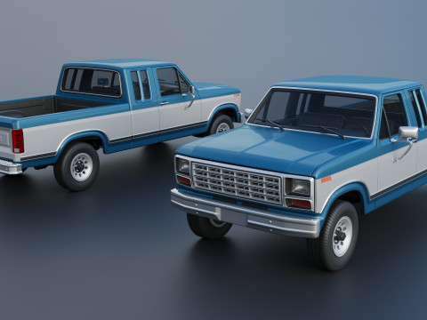Pickup Truck F-150 SuperCab 1981 Modèles 3D en vedette