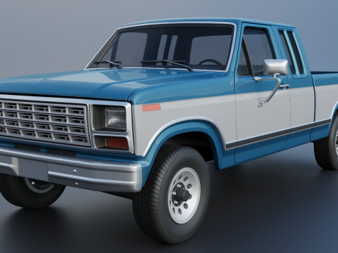Pickup Truck F-150 SuperCab 1981 Modèles 3D en vedette