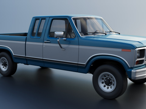 Pickup Truck F-150 SuperCab 1981 Modèles 3D en vedette