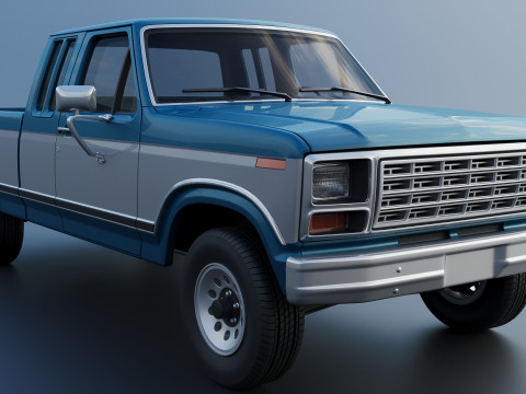 Pickup Truck F-150 SuperCab 1981 Modèles 3D en vedette