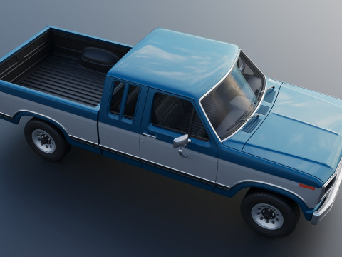 Pickup Truck F-150 SuperCab 1981 Modèles 3D en vedette