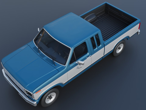 Pickup Truck F-150 SuperCab 1981 Modèles 3D en vedette