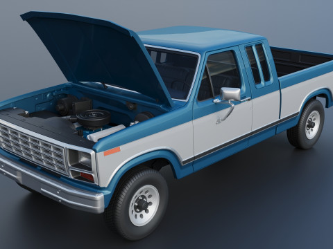 Pickup Truck F-150 SuperCab 1981 Modèles 3D en vedette