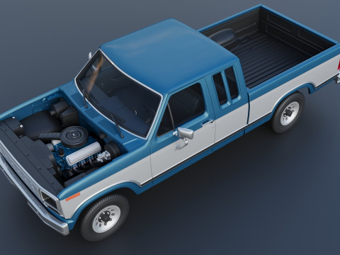 Pickup Truck F-150 SuperCab 1981 Modèles 3D en vedette