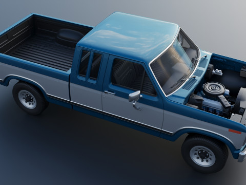 Pickup Truck F-150 SuperCab 1981 Modèles 3D en vedette
