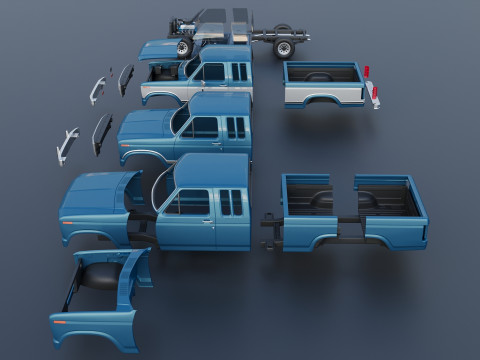 Pickup Truck F-150 SuperCab 1981 Modèles 3D en vedette