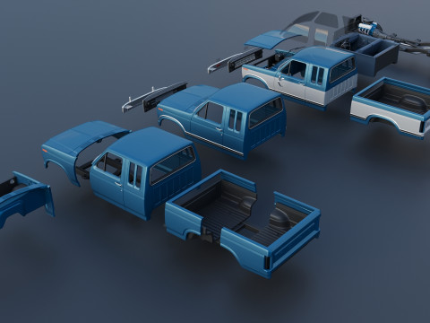 Pickup Truck F-150 SuperCab 1981 Modèles 3D en vedette