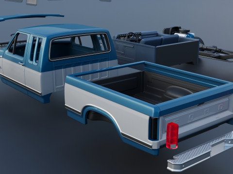 Pickup Truck F-150 SuperCab 1981 Modèles 3D en vedette