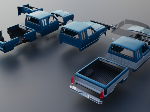 Pickup Truck F-150 SuperCab 1981 Modèles 3D en vedette