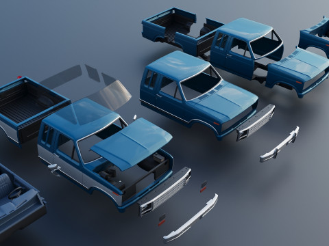 Pickup Truck F-150 SuperCab 1981 Modèles 3D en vedette