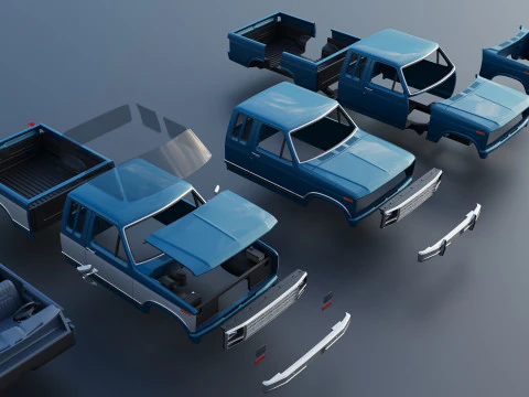 Pickup Truck F-150 SuperCab 1981 3D Print Model