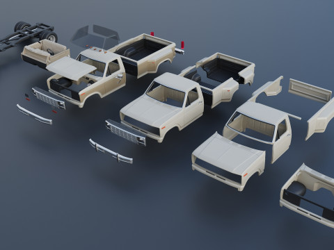 Pickup Truck F-350 Dually 1980 3D प्रिंट मॉडल