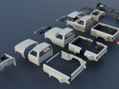 Pickup Truck F-350 Dually 1980 3D प्रिंट मॉडल