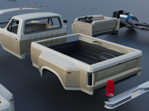 Pickup Truck F-350 Dually 1980 3D प्रिंट मॉडल