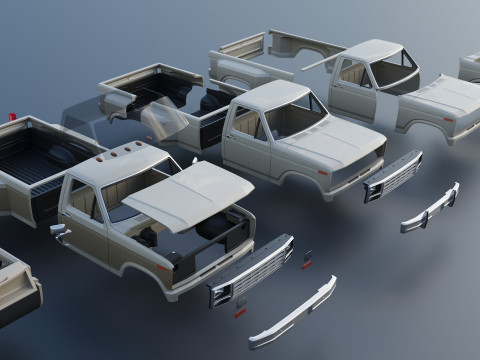 Pickup Truck F-350 Dually 1980 3D प्रिंट मॉडल