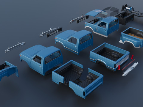 Pickup Truck F-150 Flareside 1983 3D-Druckmodell