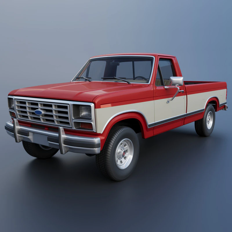 Pickup Truck F-150 Long Bed 1983 3D Print Model .c4d .max .obj .3ds .fbx .stl .blend 
