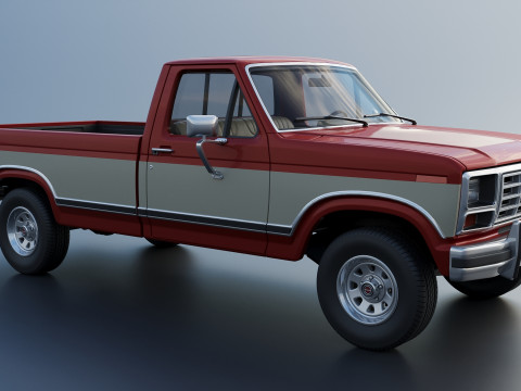 Pickup Truck F-150 Long Bed 1983 Model Cetak 3D