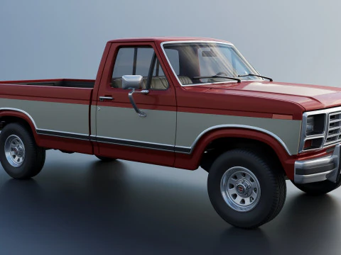 Pickup Truck F-150 Long Bed 1983 3D Print Model