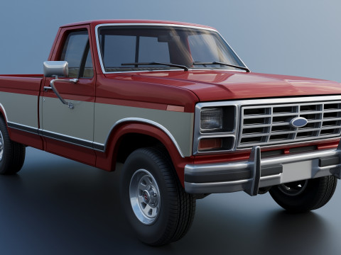 Pickup Truck F-150 Long Bed 1983 Model Cetak 3D