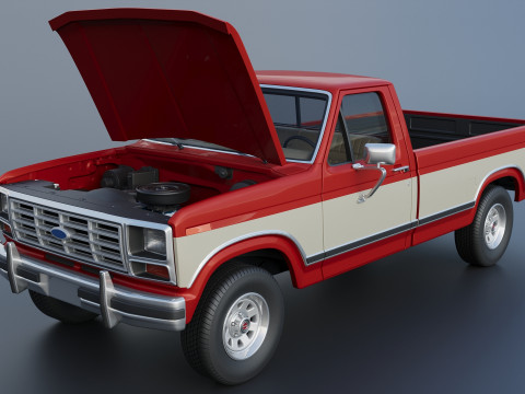 Pickup Truck F-150 Long Bed 1983 Model Cetak 3D