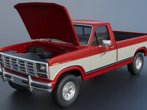 Pickup Truck F-150 Long Bed 1983 3D Print Model