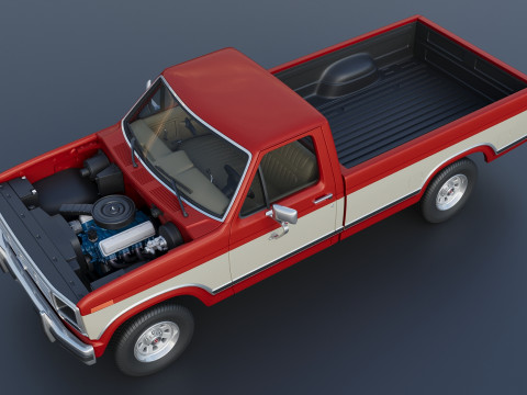 Pickup Truck F-150 Long Bed 1983 Model Cetak 3D