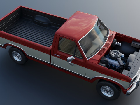 Pickup Truck F-150 Long Bed 1983 Model Cetak 3D