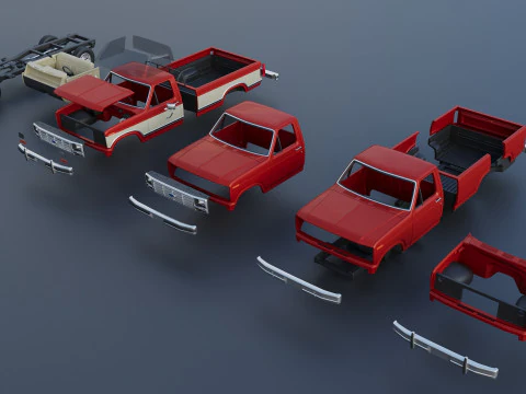 Pickup Truck F-150 Long Bed 1983 3D Print Model