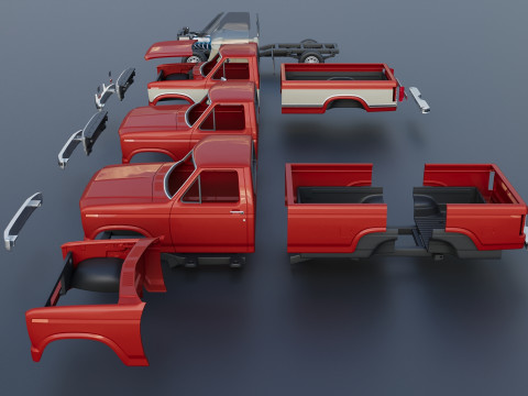 Pickup Truck F-150 Long Bed 1983 Model Cetak 3D