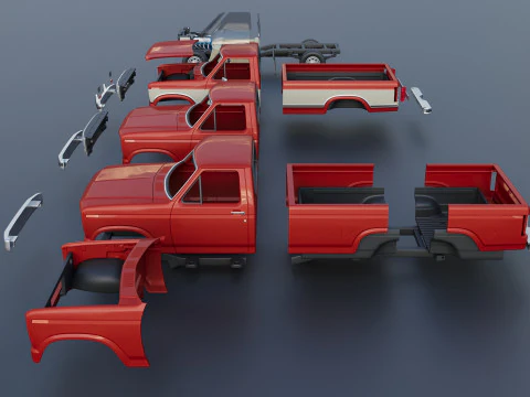 Pickup Truck F-150 Long Bed 1983 3D Print Model