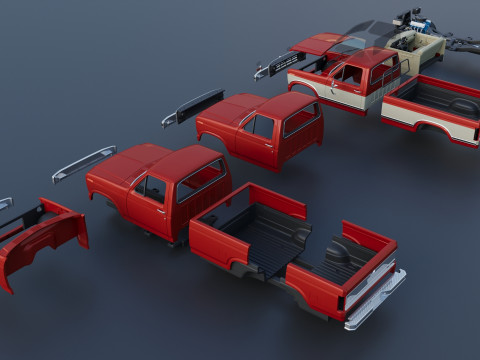 Pickup Truck F-150 Long Bed 1983 Model Cetak 3D