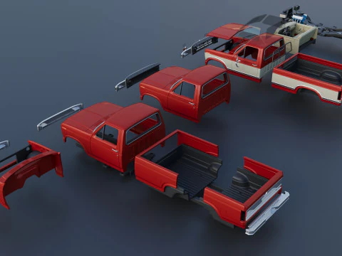 Pickup Truck F-150 Long Bed 1983 3D Print Model