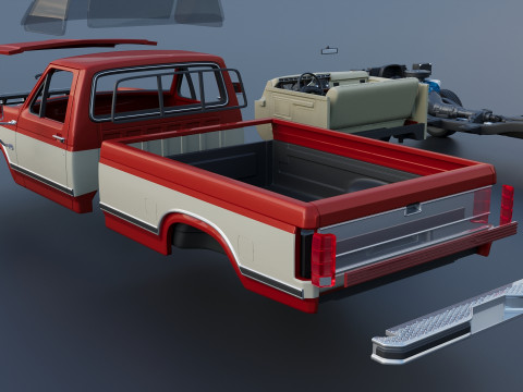 Pickup Truck F-150 Long Bed 1983 Model Cetak 3D