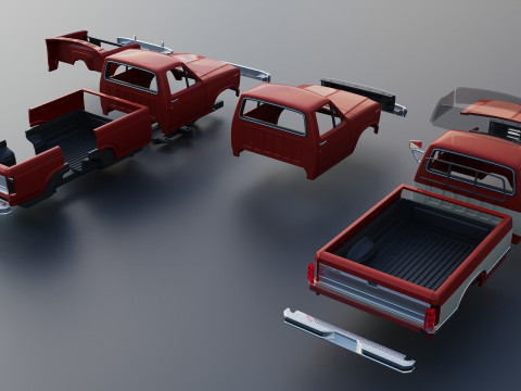 Pickup Truck F-150 Long Bed 1983 Model Cetak 3D