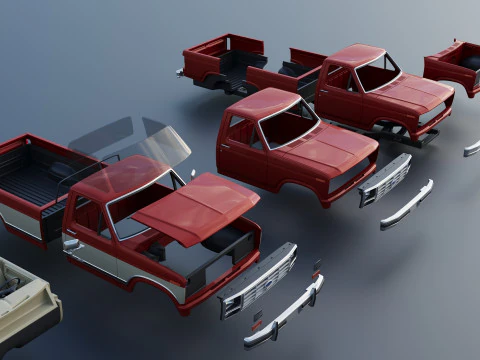 Pickup Truck F-150 Long Bed 1983 3D Print Model