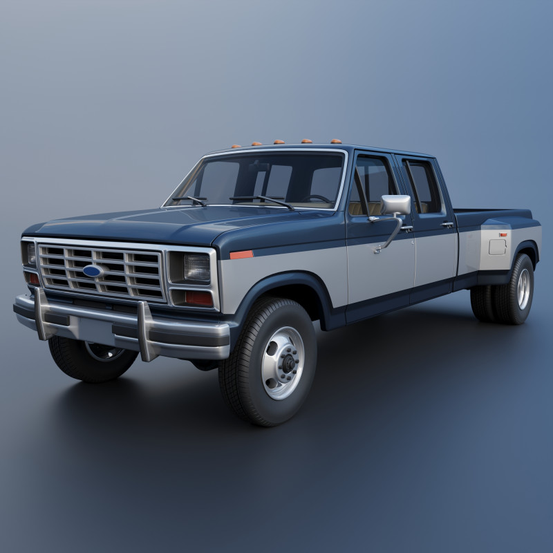 Pickup Truck F-350 Crew Cab 1983 3D Print Model .c4d .max .obj .3ds .fbx .stl .blend
