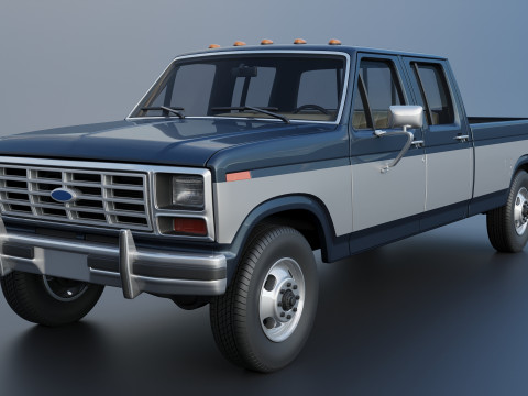 Pickup Truck F-350 Crew Cab 1983 3D Print Model