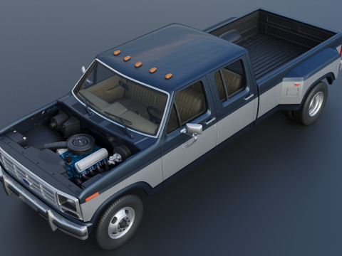 Pickup Truck F-350 Crew Cab 1983 3D Print Model
