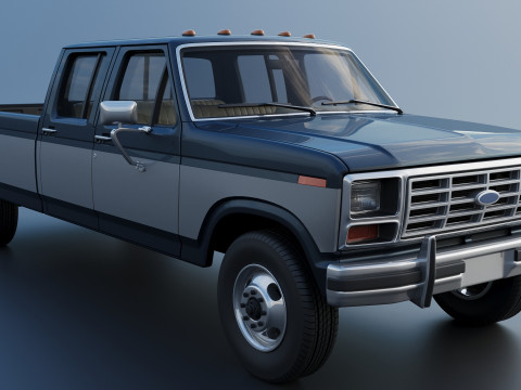 Pickup Truck F-350 Crew Cab 1983 3D Print Model