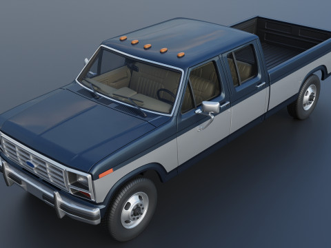 Pickup Truck F-350 Crew Cab 1983 3D Print Model