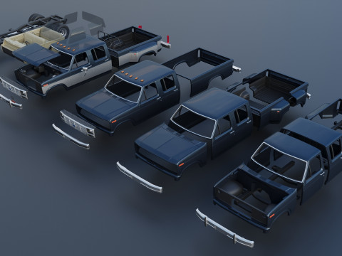 Pickup Truck F-350 Crew Cab 1983 3D Print Model
