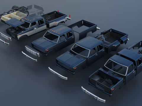 Pickup Truck F-350 Crew Cab 1983 3D Print Model