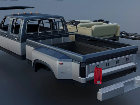 Pickup Truck F-350 Crew Cab 1983 3D Print Model