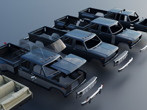 Pickup Truck F-350 Crew Cab 1983 3D Print Model
